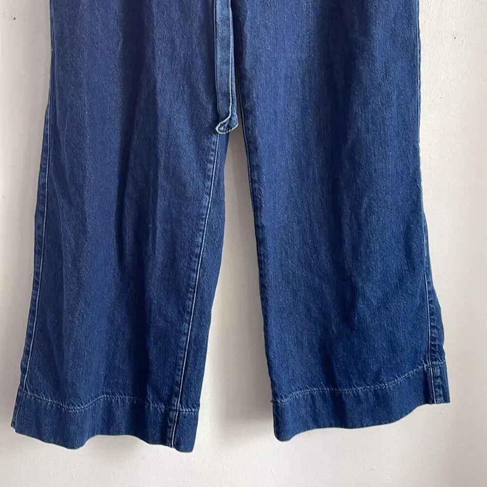 Boden Wide Leg Paperbag belted waisted hi rise Jean trouser pants sz 8 - Picture 4 of 8